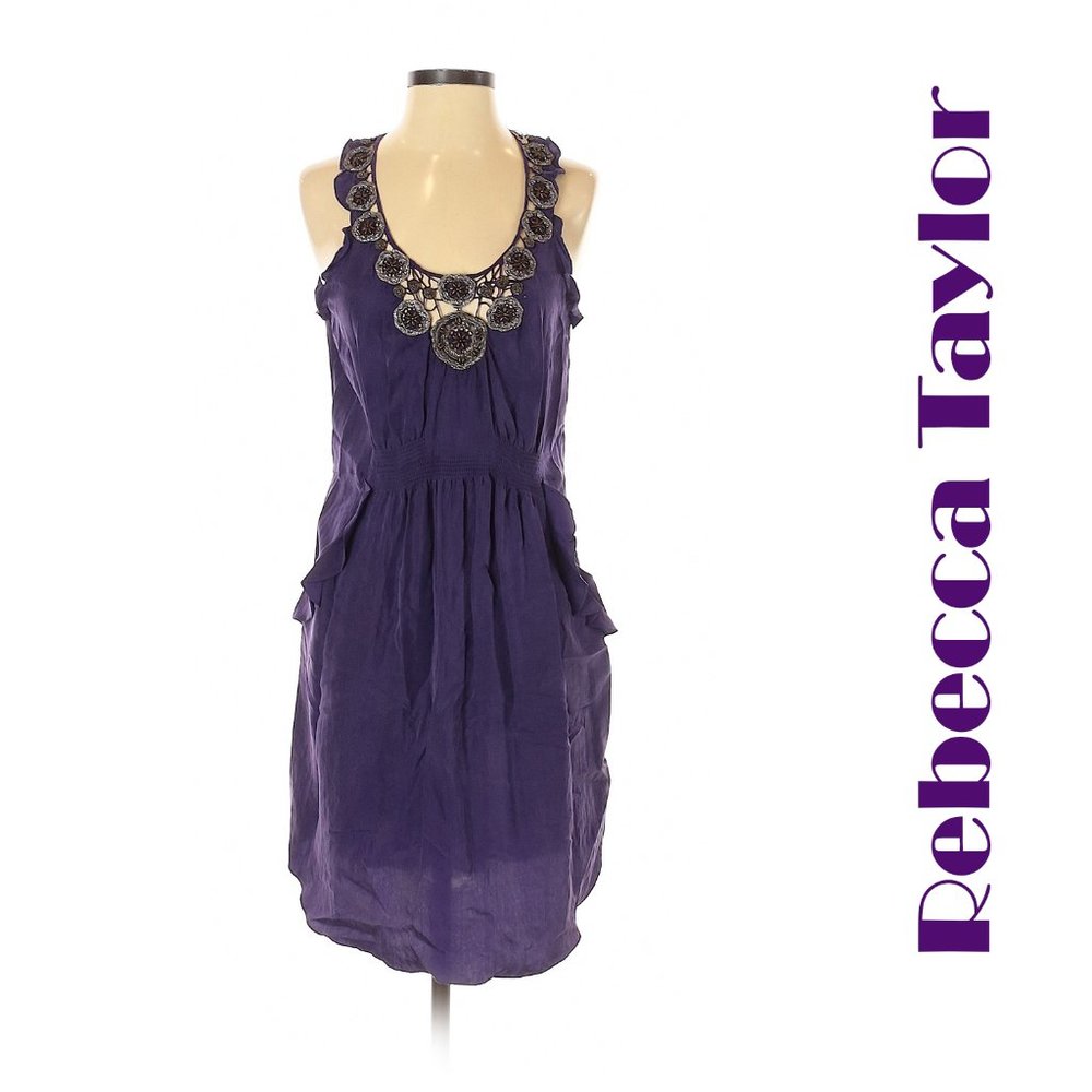 🎉2xHP🎉 Rebecca Taylor Beaded Silk Bohemian Dress with Pockets
